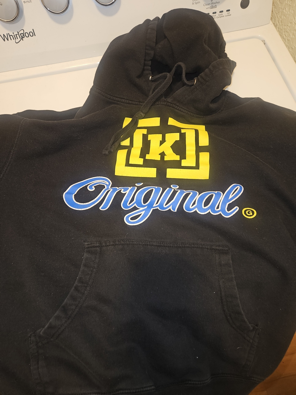KREWE Black Hoodie with Yellow Logo and Blue 'Original' Script